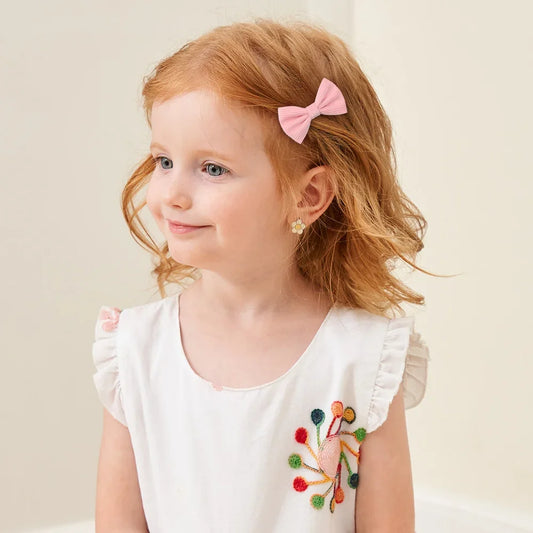 LOVEKIKI 4Pcs/set Solid Color Ribbon Hair Bows Clip for Girls Cream Lace Hairgripes Gift Headwear Boutique Kids Headdress