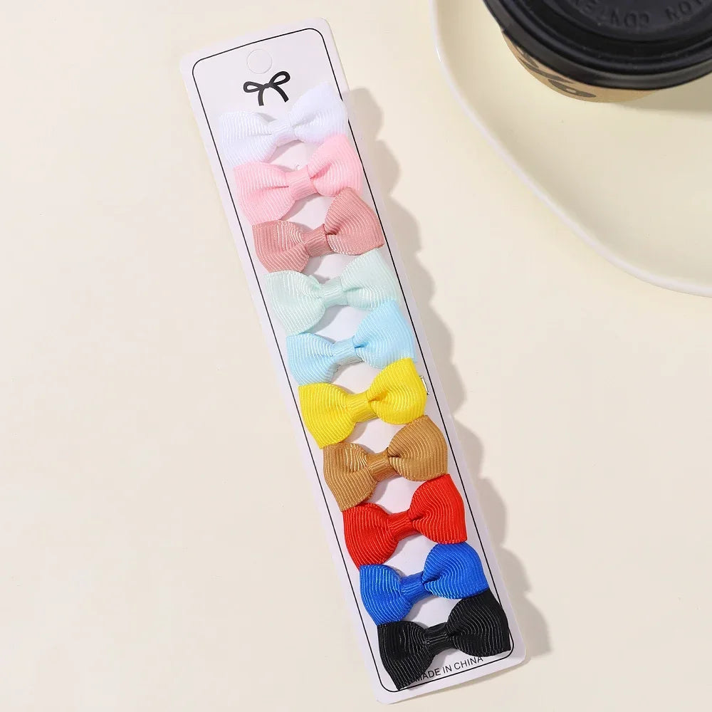 10Pcs Boutique Handmade Tiny Baby Bows Grosgrain 1.5" Hair Bows Alligator Clips for Baby Girls Toddlers Hair Accessories Gift
