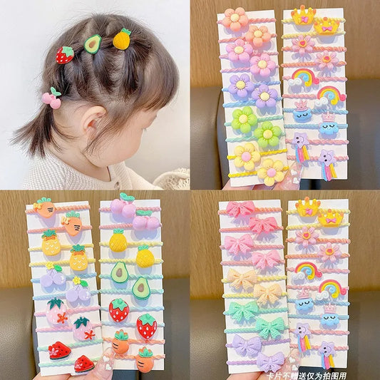 10pcs/Set Rubber Band for Children Cartoon Hair Band New High Elasticity Sweet Cute Baby Hair Rope Girls Hair Accessories