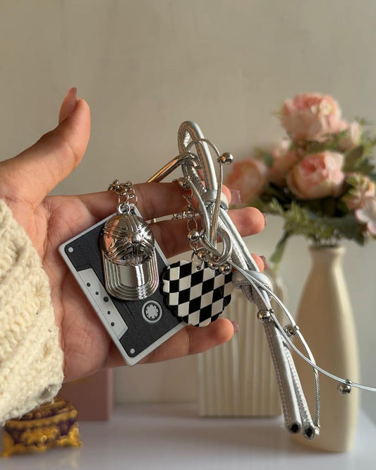 Monochromatic Punk Bag Charm