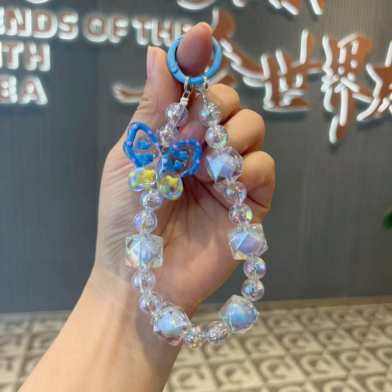 Blue Beaded Bloom Bag Charm