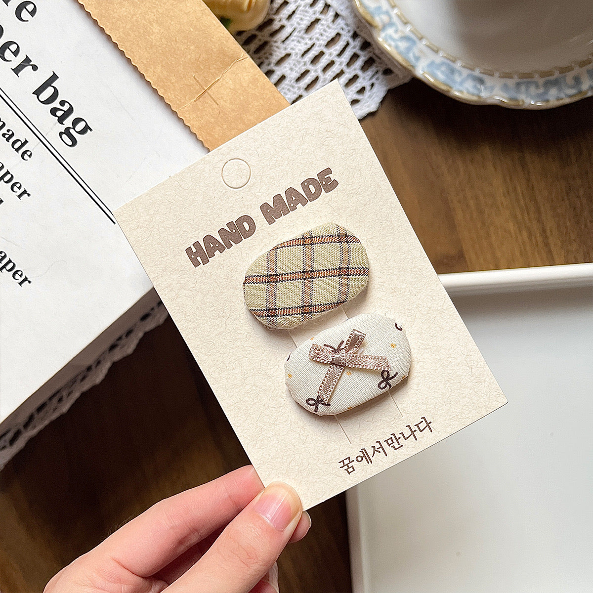 Maple Bow Hair Clips