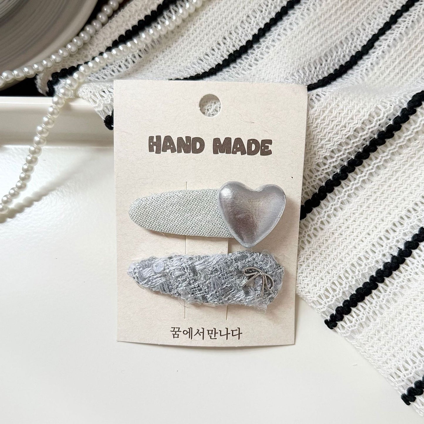 Silver Heart-beat Hair Clips
