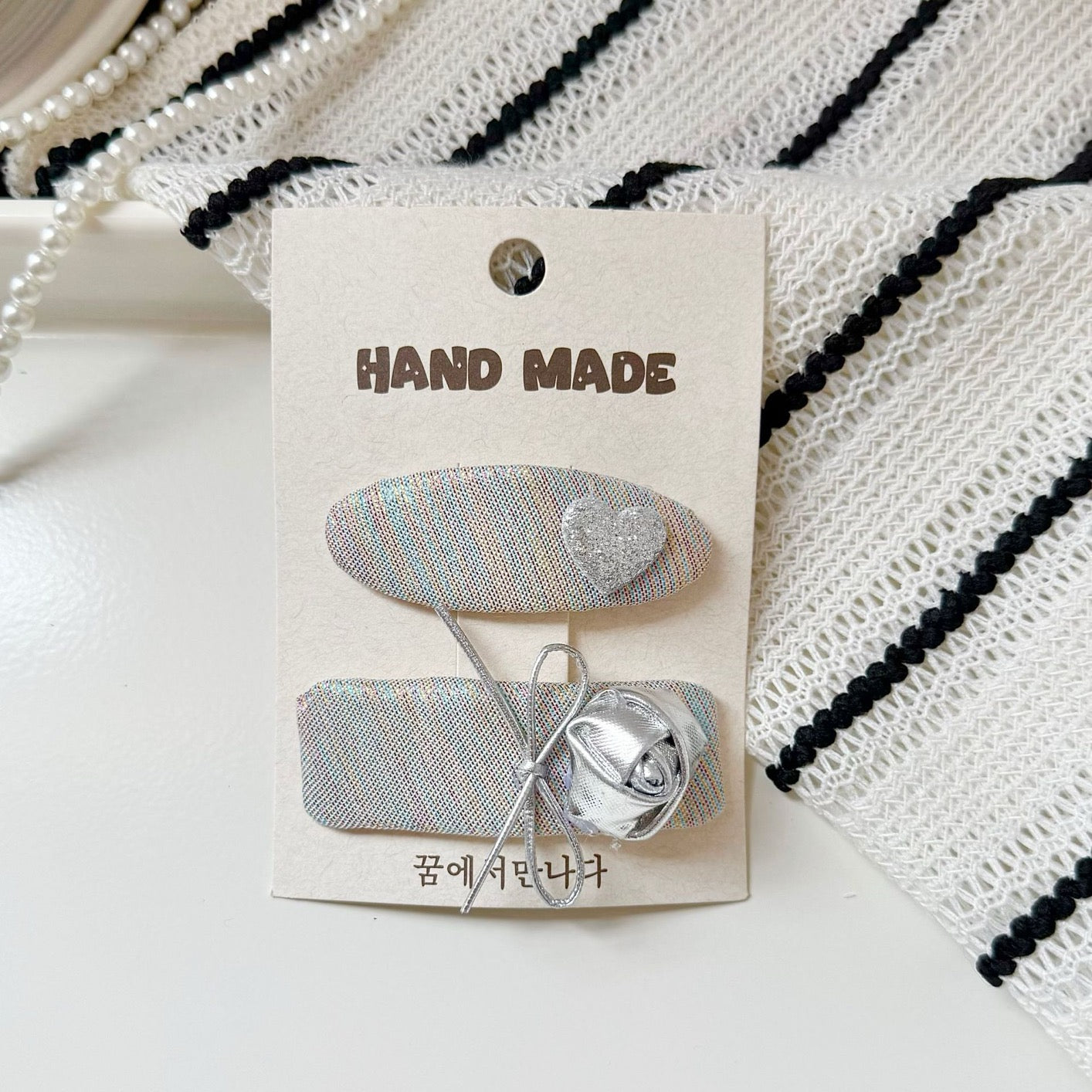 Silver Rose-bud Hair Clips