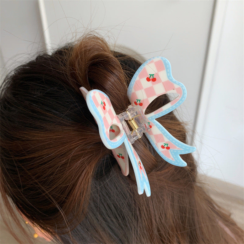 Tushker Shop Checkered Cherry Claw Clip