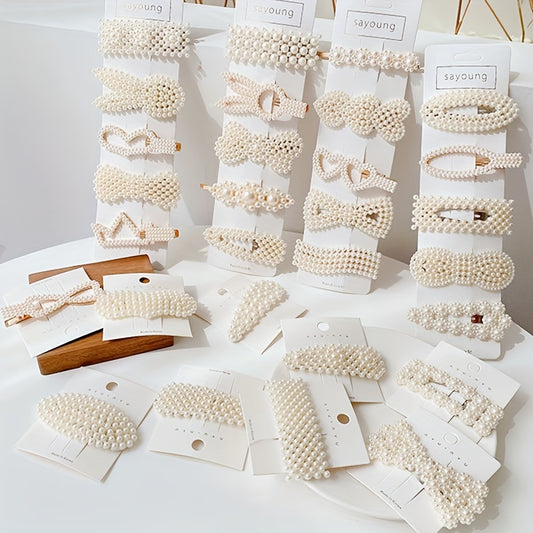 10 pcs Stylish Faux Pearl Hair Clips - Elegant Side Bangs Clip for Women's Hair Accessories