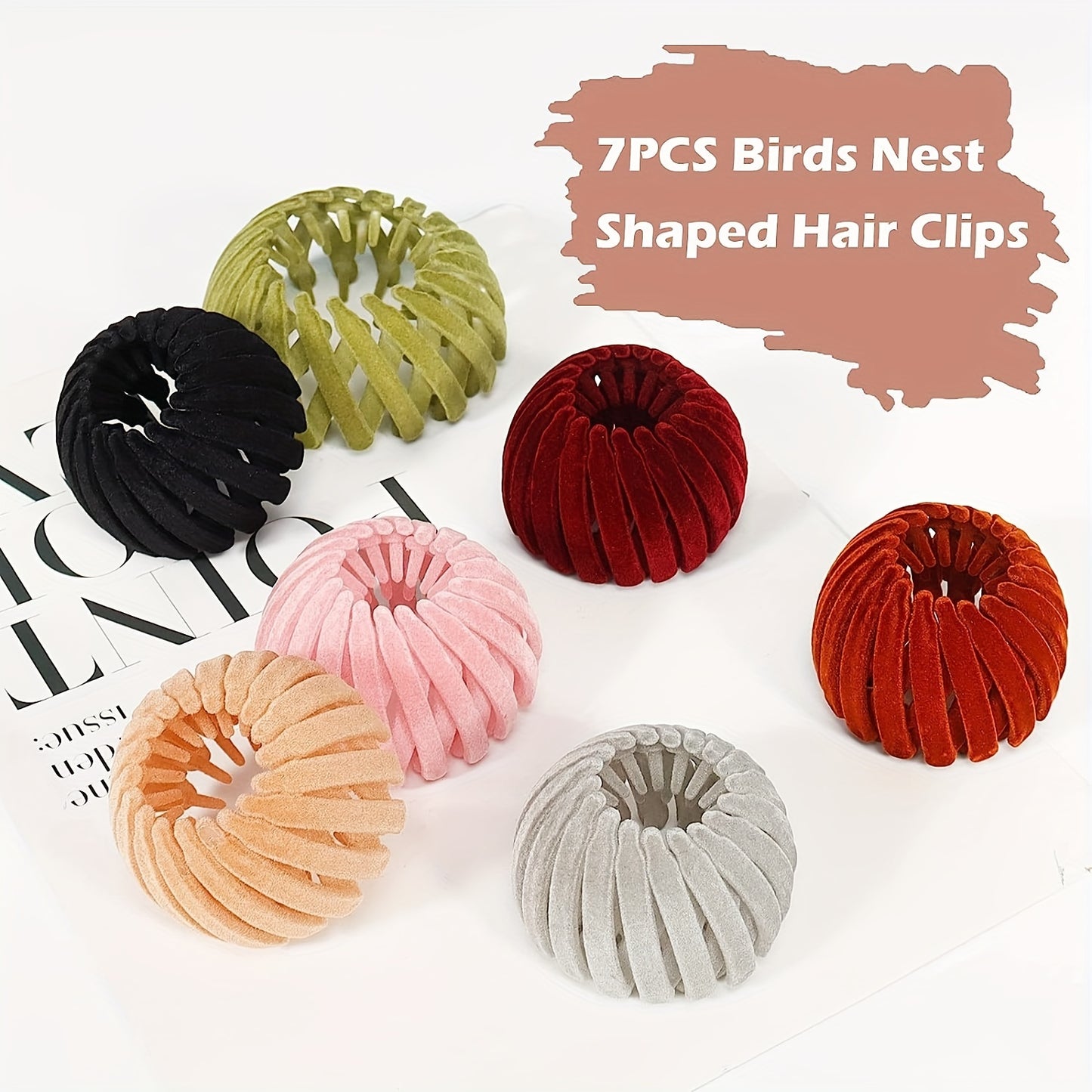 7pcs Velvet Bird's Nest Magic Hair Clips
