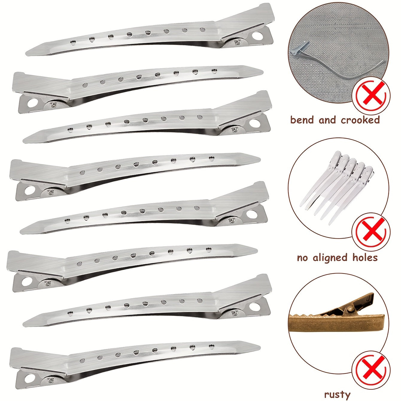 24pcs Alligator Hair Clips Metal Duck Bill Hair Clips For Styling - With Holes Professional Sectioning Clips For Salon And Women Girls Accessories