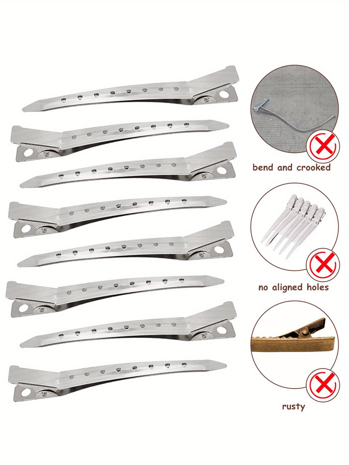 24pcs Alligator Hair Clips Metal Duck Bill Hair Clips For Styling - With Holes Professional Sectioning Clips For Salon And Women Girls Accessories