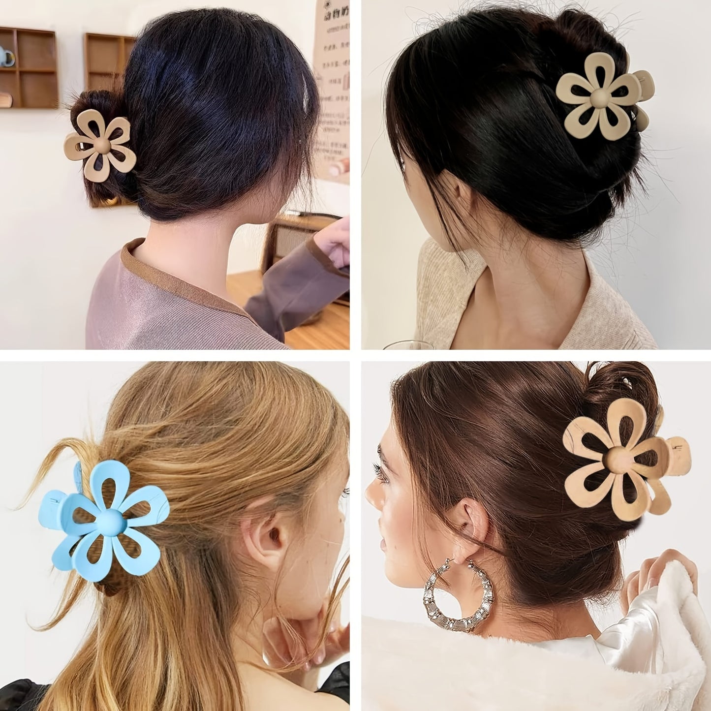 8pcs Hair Claw Clips Hollow Flower Claw Clip