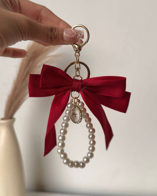 Burgundy Amour Bow Bag Charm