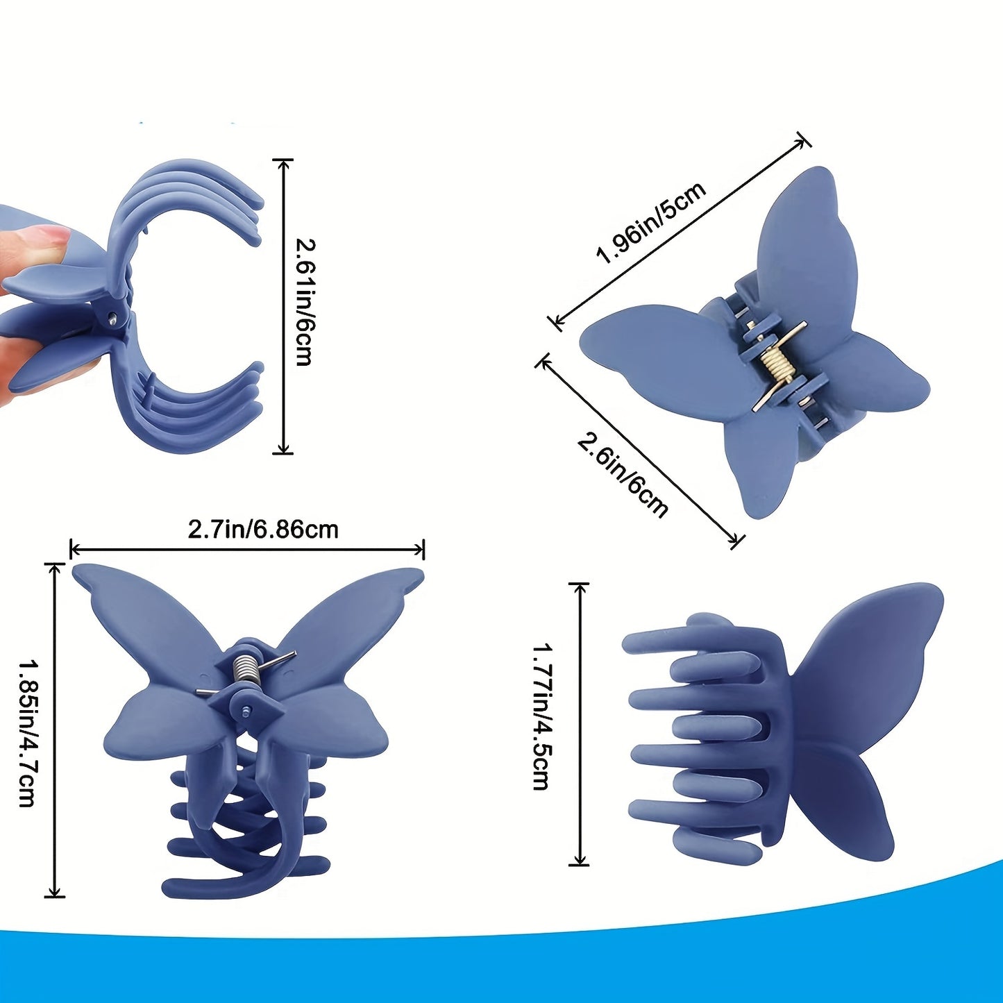 1pc Butterfly Hair Clips Butterfly Clips Hair Claw Clips For Female Women Thin To Thick Hair Matte Hair Claws Strong Hold Hair Styling Accessories Colorful Series Jaw Clips