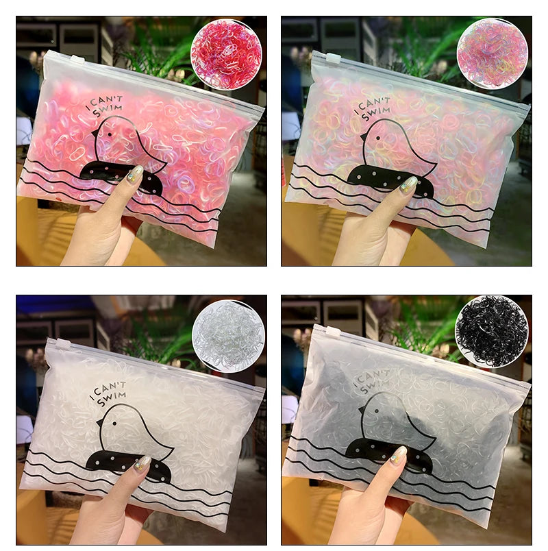 1000pcs/Pack Girls Colorful Small Disposable Rubber Bands Gum For Ponytail Hold Scrunchie Hair Bands Fashion Hair Accessories