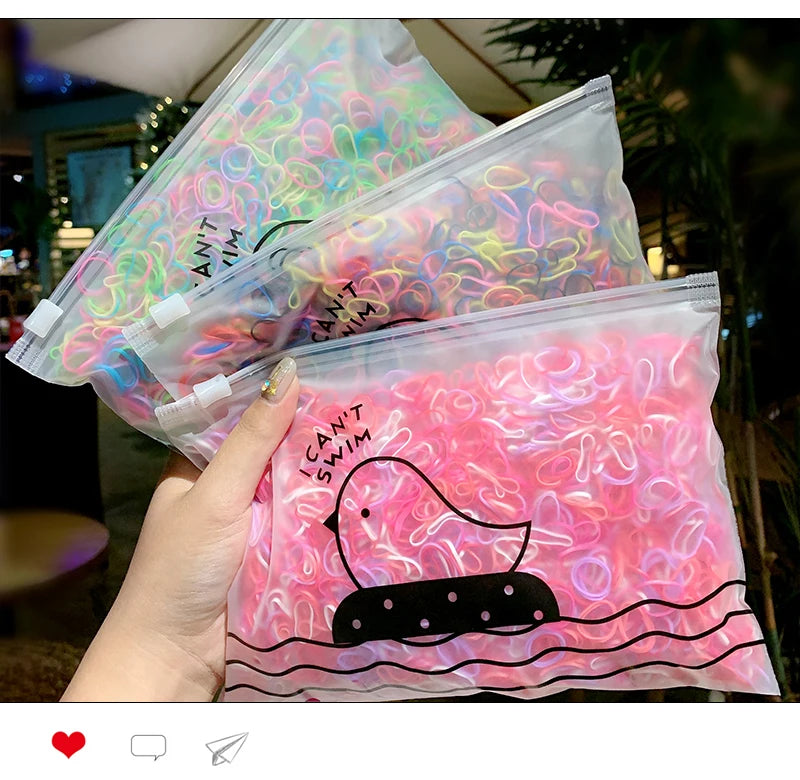 1000pcs/Pack Girls Colorful Small Disposable Rubber Bands Gum For Ponytail Hold Scrunchie Hair Bands Fashion Hair Accessories