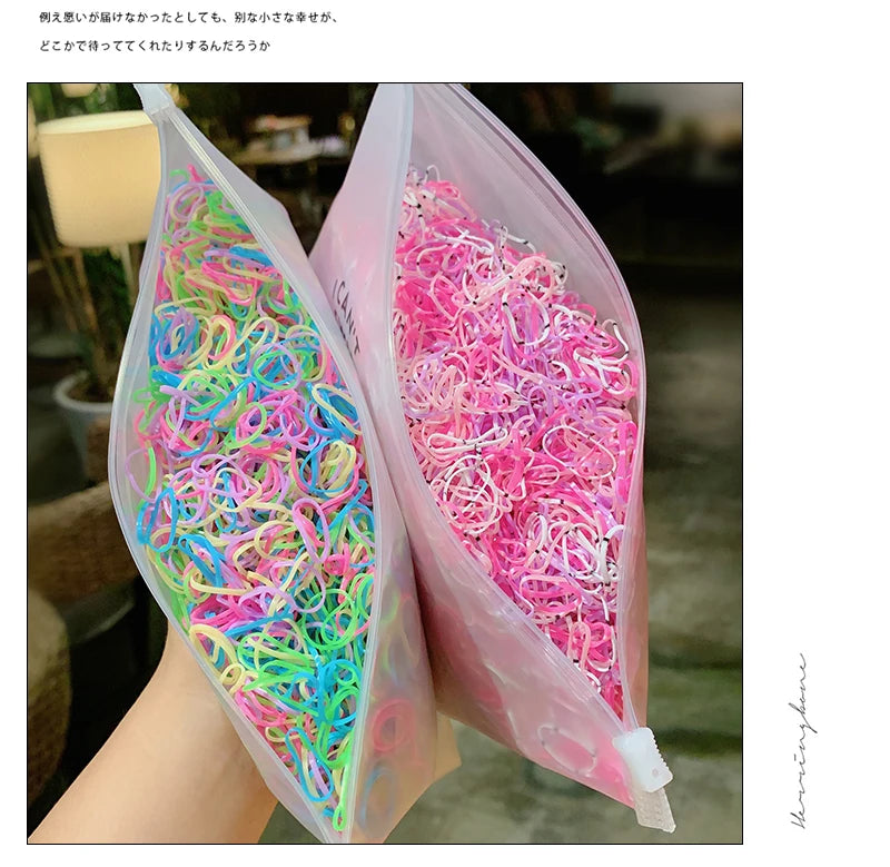 1000pcs/Pack Girls Colorful Small Disposable Rubber Bands Gum For Ponytail Hold Scrunchie Hair Bands Fashion Hair Accessories