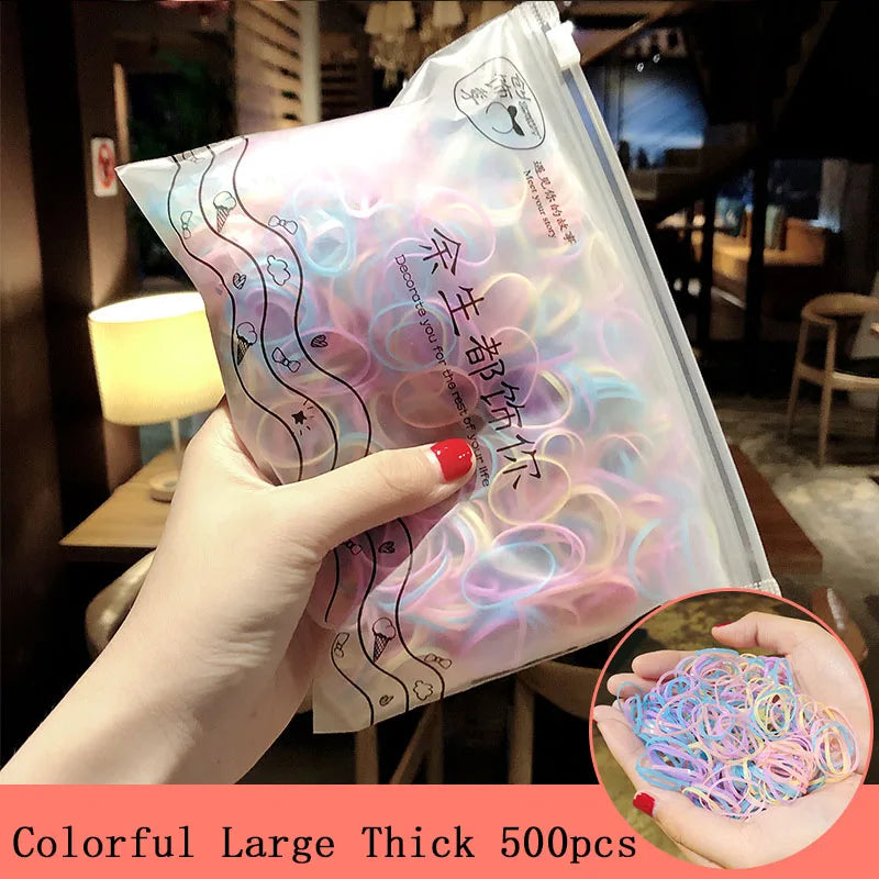 1000pcs/Pack Girls Colorful Small Disposable Rubber Bands Gum For Ponytail Hold Scrunchie Hair Bands Fashion Hair Accessories