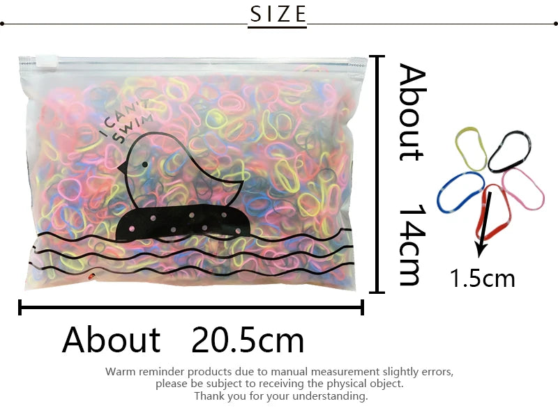 1000pcs/Pack Girls Colorful Small Disposable Rubber Bands Gum For Ponytail Hold Scrunchie Hair Bands Fashion Hair Accessories