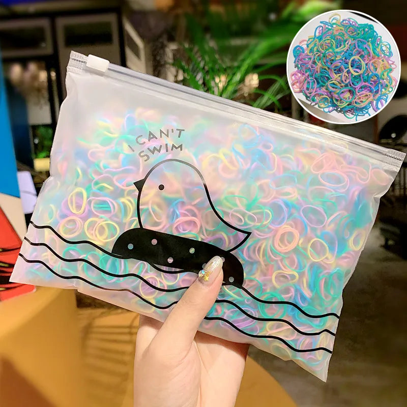 1000pcs/Pack Girls Colorful Small Disposable Rubber Bands Gum For Ponytail Hold Scrunchie Hair Bands Fashion Hair Accessories