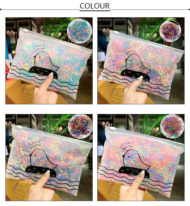 1000pcs/Pack Girls Colorful Small Disposable Rubber Bands Gum For Ponytail Hold Scrunchie Hair Bands Fashion Hair Accessories