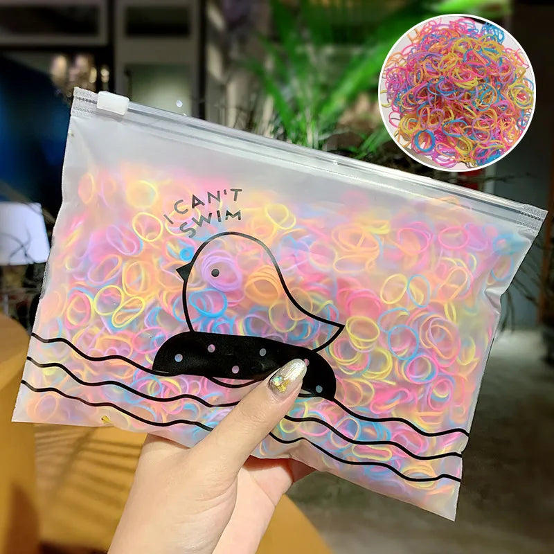 1000pcs/Pack Girls Colorful Small Disposable Rubber Bands Gum For Ponytail Hold Scrunchie Hair Bands Fashion Hair Accessories