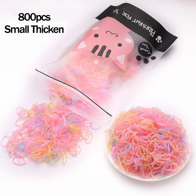 1000pcs/Pack Girls Colorful Small Disposable Rubber Bands Gum For Ponytail Hold Scrunchie Hair Bands Fashion Hair Accessories