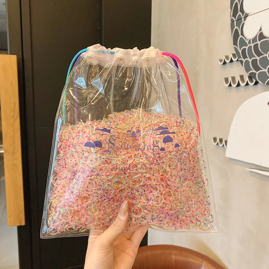 500/Pack Girls Colorful Small Disposable Hair Bands Thicken Elastic Rubber Band Ponytail Holder Fashion Hair Accessories