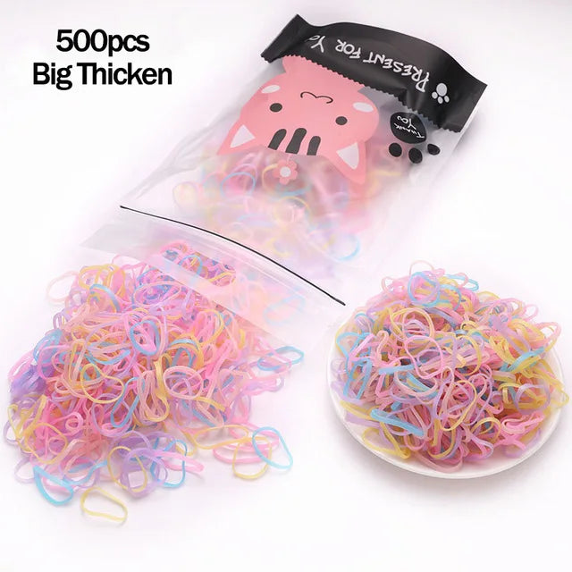 1000pcs/Pack Girls Colorful Small Disposable Rubber Bands Gum For Ponytail Hold Scrunchie Hair Bands Fashion Hair Accessories