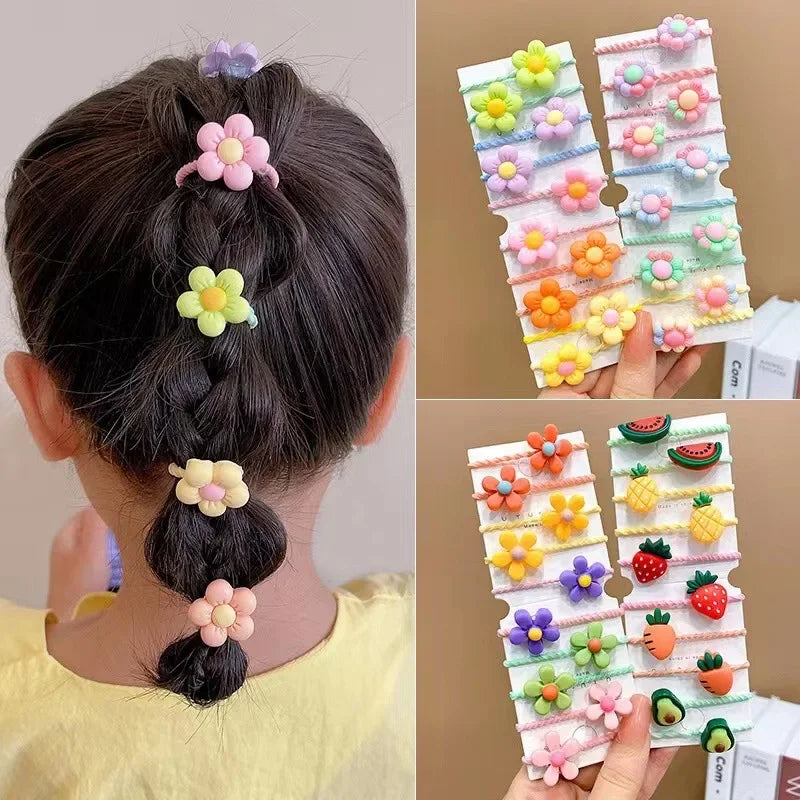 10pcs/Set Rubber Band for Children Cartoon Hair Band New High Elasticity Sweet Cute Baby Hair Rope Girls Hair Accessories