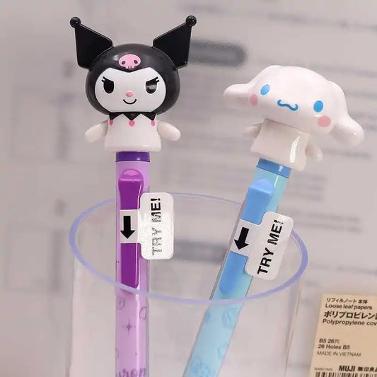 Sanrio Cartoon Inflating Pen Hello Kitty Kuromi Cinnamorol Cartoon Ballpoint Pen Doll Arm Can Move Writing Pen Stationery