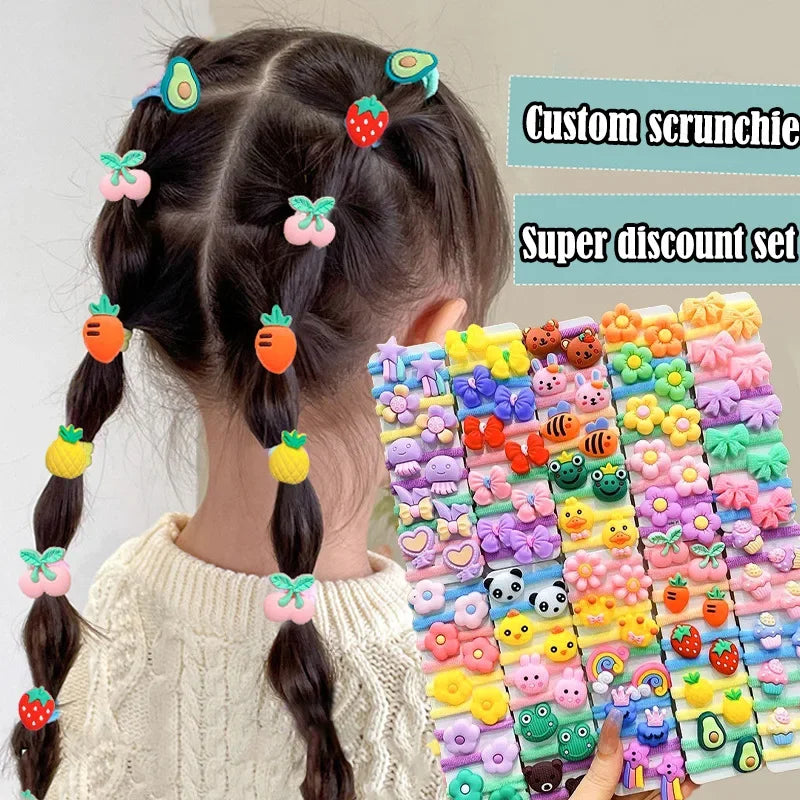 10pcs/Set Rubber Band for Children Cartoon Hair Band New High Elasticity Sweet Cute Baby Hair Rope Girls Hair Accessories