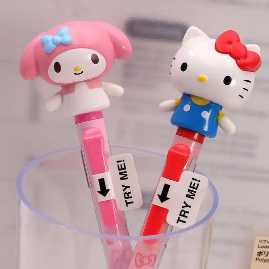 Sanrio Cartoon Inflating Pen Hello Kitty Kuromi Cinnamorol Cartoon Ballpoint Pen Doll Arm Can Move Writing Pen Stationery