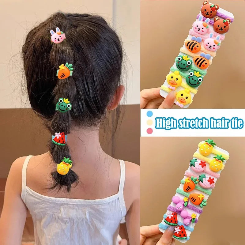 10pcs/Set Rubber Band for Children Cartoon Hair Band New High Elasticity Sweet Cute Baby Hair Rope Girls Hair Accessories