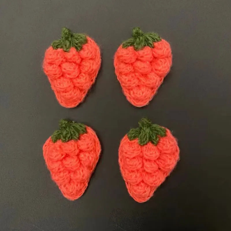 10Pcs Crochet Fruit Strawberry Applique For DIY children's hair clip accessories boxes and bags accessories patch