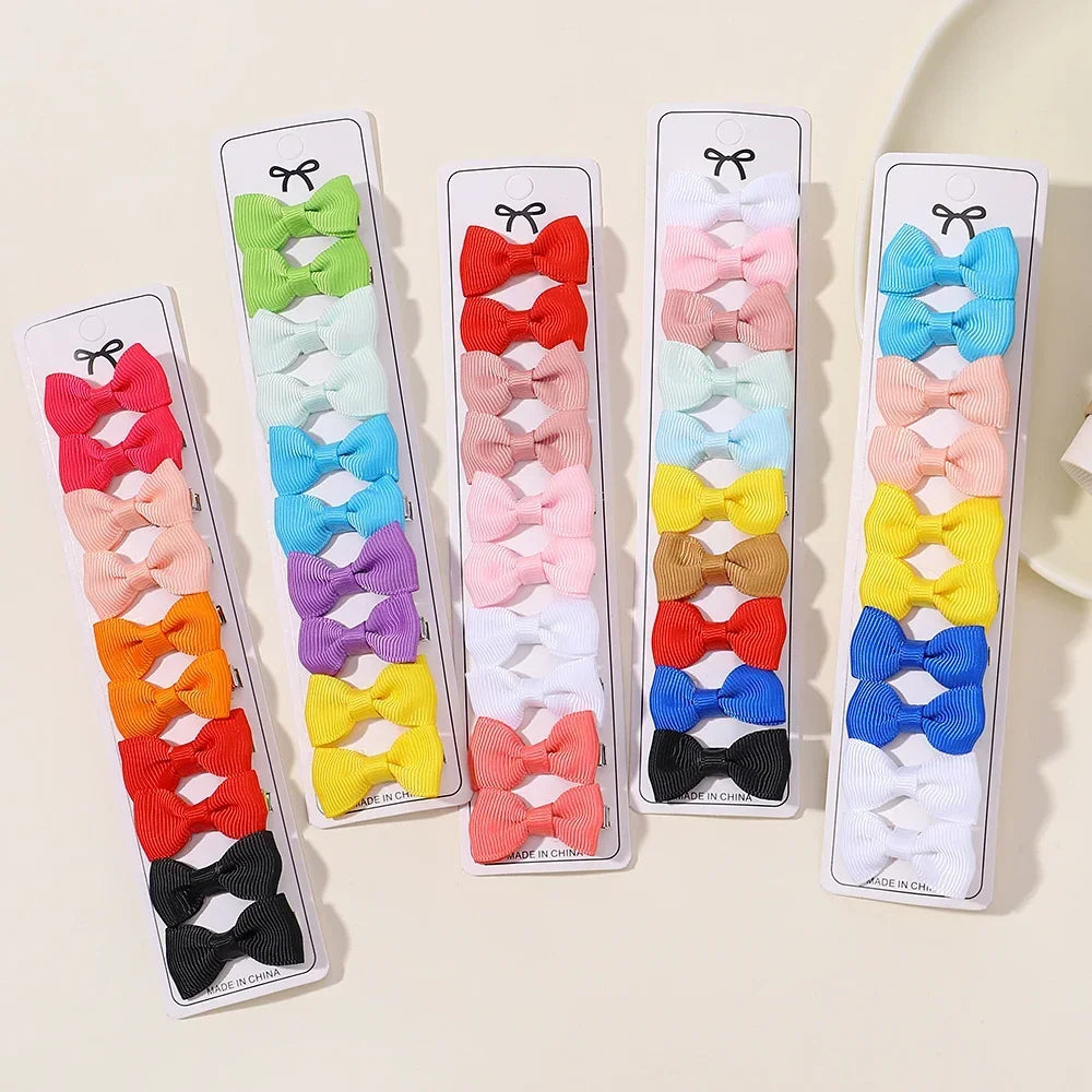 10Pcs Boutique Handmade Tiny Baby Bows Grosgrain 1.5" Hair Bows Alligator Clips for Baby Girls Toddlers Hair Accessories Gift