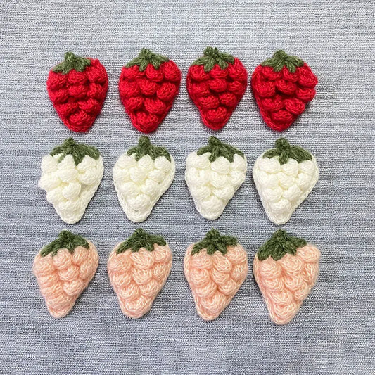 10Pcs Crochet Fruit Strawberry Applique For DIY children's hair clip accessories boxes and bags accessories patch