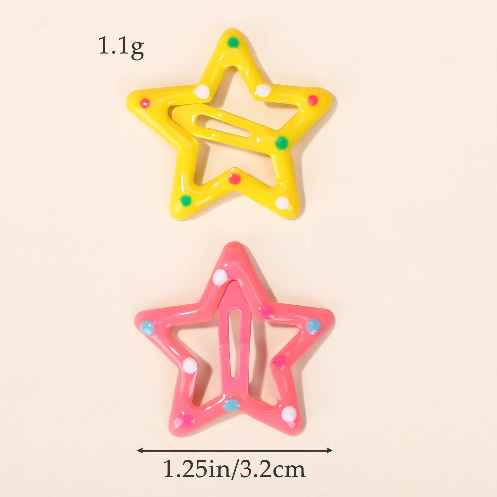 10-100Pcs Y2K Fashion BB Hairpins for Girls Random Color Dot Five Star Side Clips Aolly Hair Bangs Lovely Kids Hair Accessories