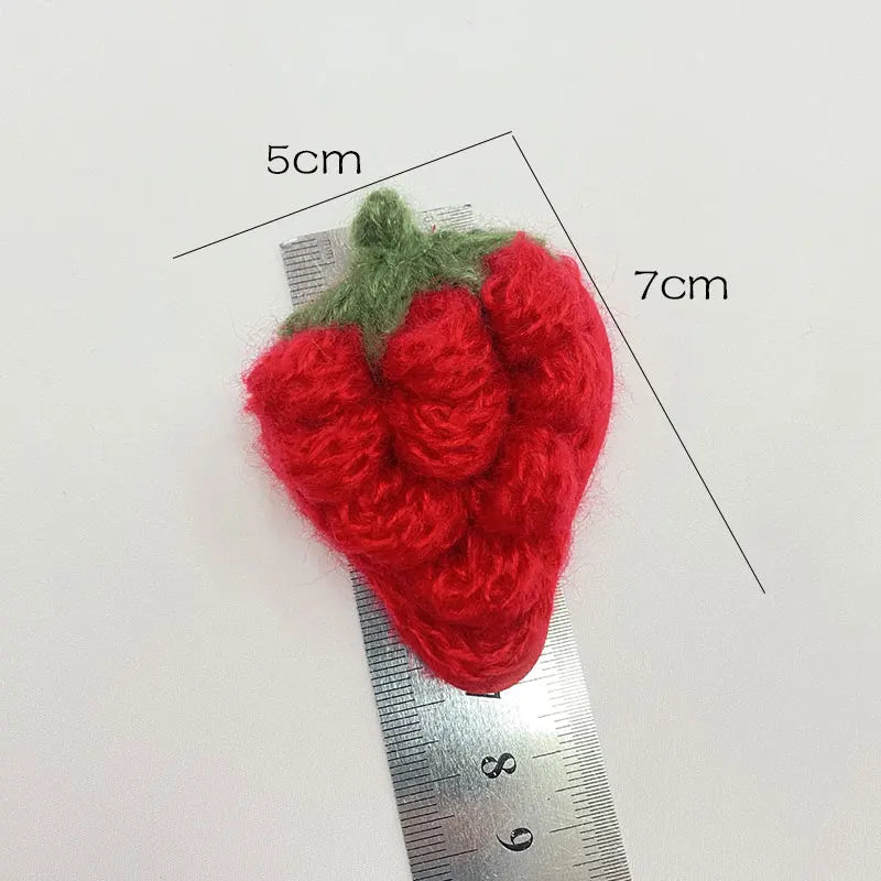 10Pcs Crochet Fruit Strawberry Applique For DIY children's hair clip accessories boxes and bags accessories patch