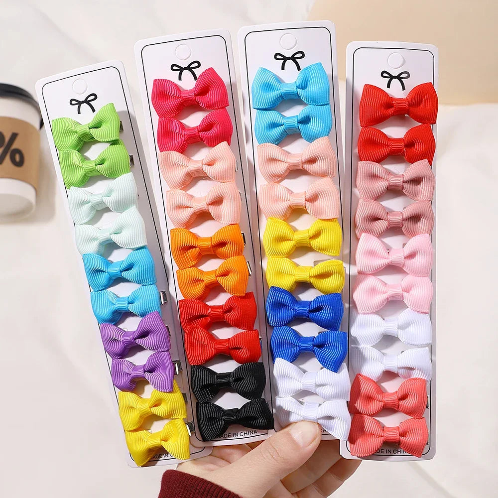 10Pcs Boutique Handmade Tiny Baby Bows Grosgrain 1.5" Hair Bows Alligator Clips for Baby Girls Toddlers Hair Accessories Gift