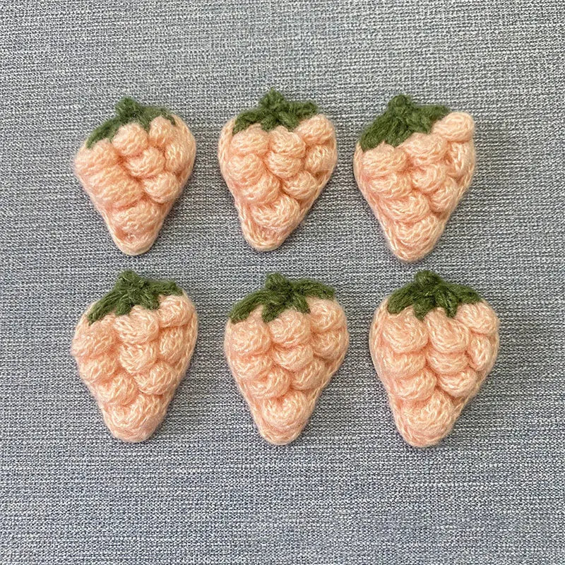 10Pcs Crochet Fruit Strawberry Applique For DIY children's hair clip accessories boxes and bags accessories patch