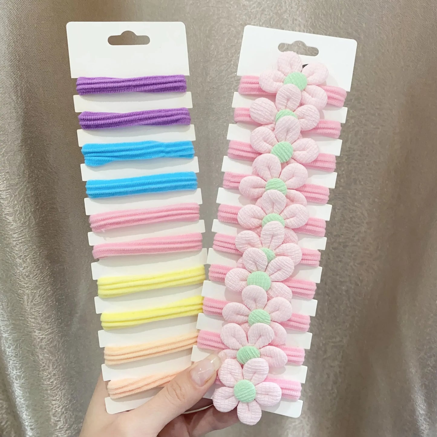 10pcs Cute Girls Nylon Flower Hair Ties Candy Elastic Bow Hair Bands Pigtails Hair Rope Rubber Hair Gum Scrunchies Accessories