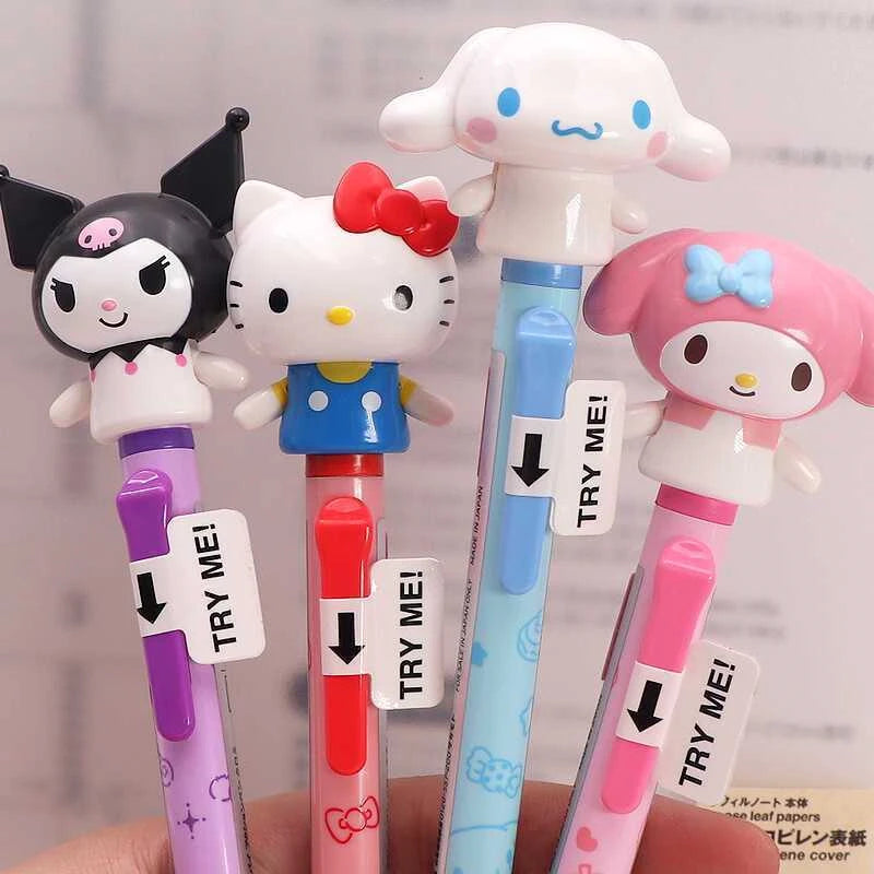 Sanrio Cartoon Inflating Pen Hello Kitty Kuromi Cinnamorol Cartoon Ballpoint Pen Doll Arm Can Move Writing Pen Stationery