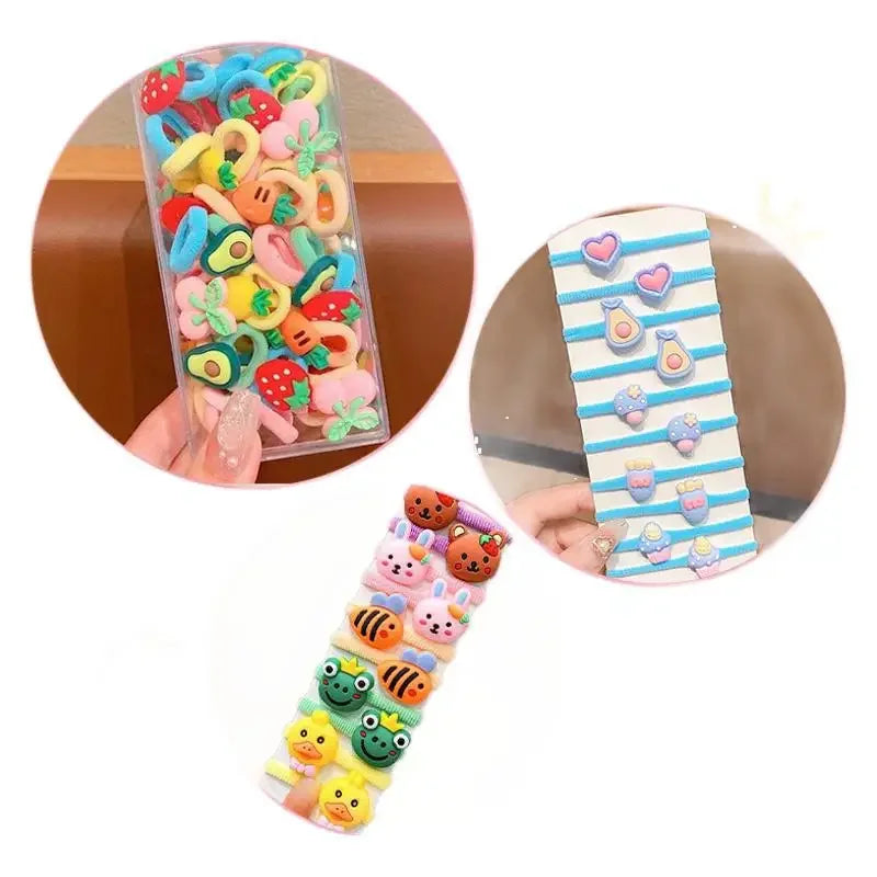 10pcs/Set Rubber Band for Children Cartoon Hair Band New High Elasticity Sweet Cute Baby Hair Rope Girls Hair Accessories