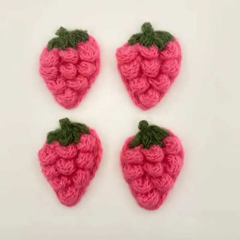 10Pcs Crochet Fruit Strawberry Applique For DIY children's hair clip accessories boxes and bags accessories patch