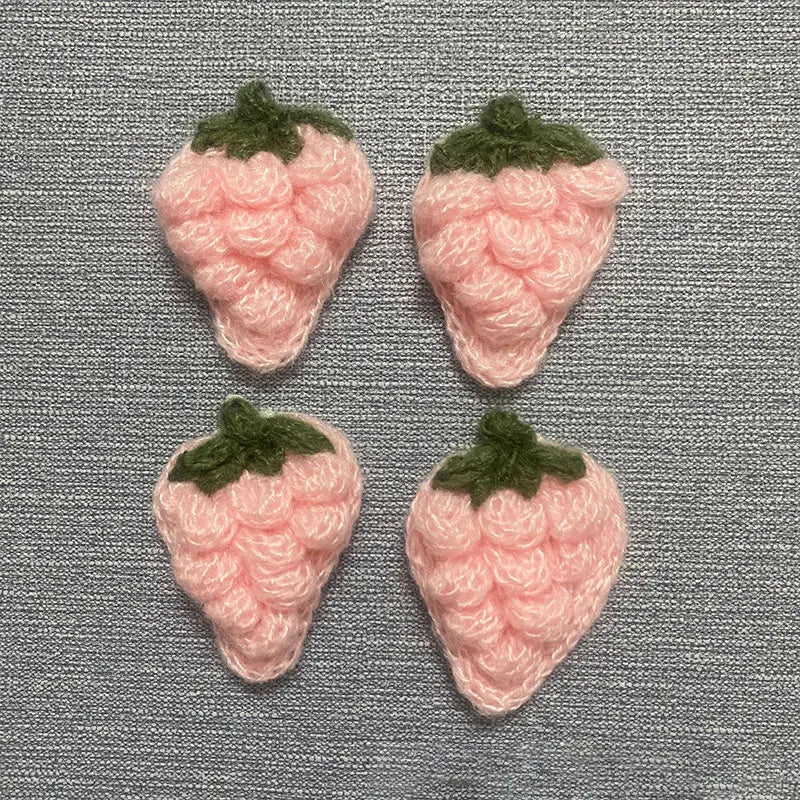 10Pcs Crochet Fruit Strawberry Applique For DIY children's hair clip accessories boxes and bags accessories patch