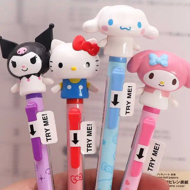 Sanrio Cartoon Inflating Pen Hello Kitty Kuromi Cinnamorol Cartoon Ballpoint Pen Doll Arm Can Move Writing Pen Stationery