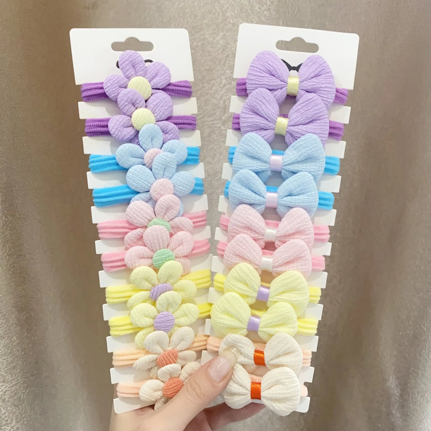 10pcs Cute Girls Nylon Flower Hair Ties Candy Elastic Bow Hair Bands Pigtails Hair Rope Rubber Hair Gum Scrunchies Accessories