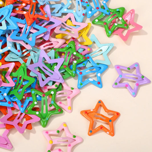 10-100Pcs Y2K Fashion BB Hairpins for Girls Random Color Dot Five Star Side Clips Aolly Hair Bangs Lovely Kids Hair Accessories
