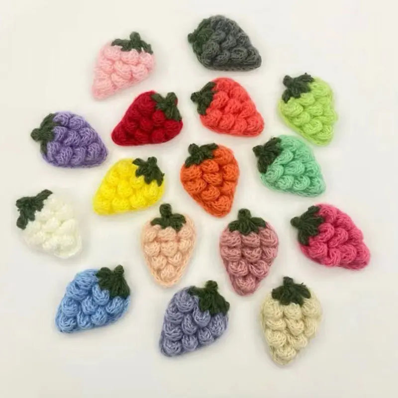 10Pcs Crochet Fruit Strawberry Applique For DIY children's hair clip accessories boxes and bags accessories patch