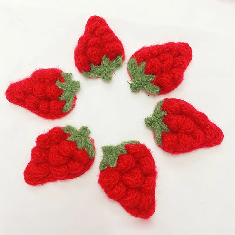 10Pcs Crochet Fruit Strawberry Applique For DIY children's hair clip accessories boxes and bags accessories patch