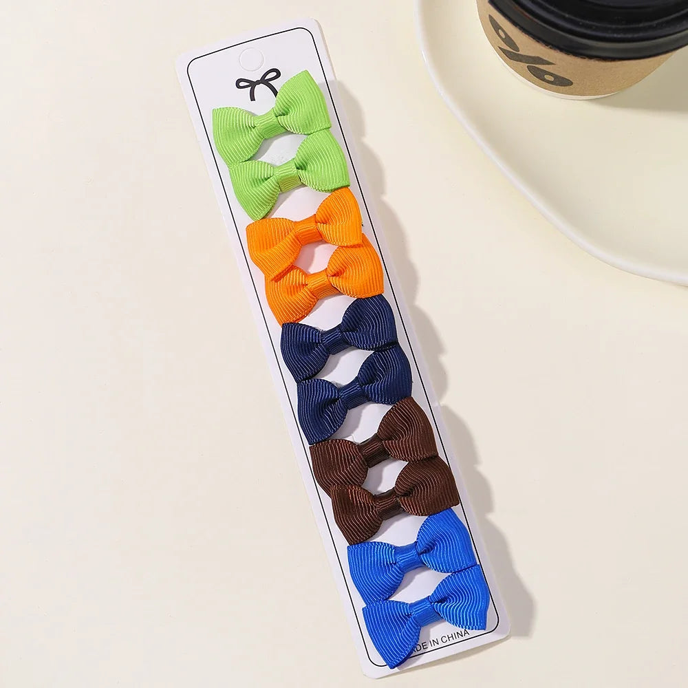 10Pcs Boutique Handmade Tiny Baby Bows Grosgrain 1.5" Hair Bows Alligator Clips for Baby Girls Toddlers Hair Accessories Gift